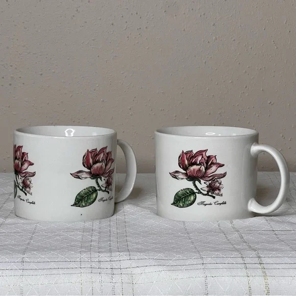 Tabletop unlimited Botanical Gardens Magnolia Floral Ceramic Mugs Set - Picture 2 of 7